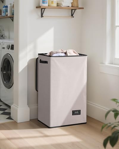 SOLEDI Laundry Hamper with Lid 90L Large & Tall Collapsible Laundry Basket, Clothes Hamper with Bag Removable Easy to Carry, Dirty Hampers for Bedroom, Bathroom, Dorm, College, Light taupe - color: Light taupe, size: 90L