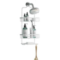 Zenna Home Rustproof Hanging Shower Caddy, Over the Shower Head Caddy with 2 Shelves and Built In Hooks, Aluminum Bathroom Hanging Organizer, Satin Chrome - color: Satin Chrome