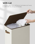SOLEDI Slim Laundry Hamper with Lid, Narrow Laundry Basket with Removable Bags, Dirty Clothes Hamper with handle, Small Hamper perfect for Laundry room, Bathroom, Bedroom, Small spaces. 70L Beige - color: Off-White, size: 70L