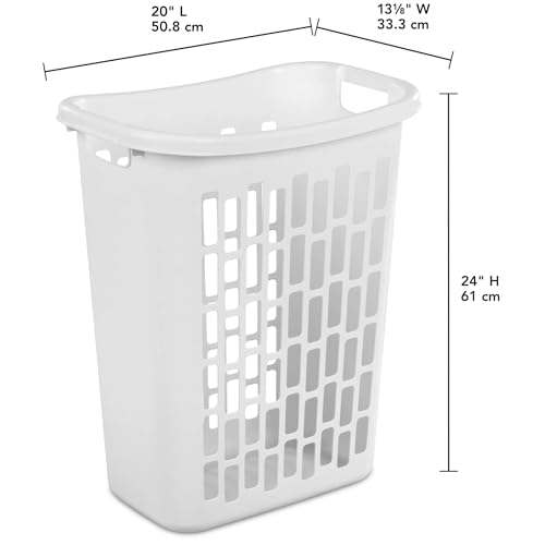 Rectangular Open Plastic Laundry Hamper, White - Space-Saving Slim Laundry Basket for Narrow Spaces, Bathroom Laundry Room Closet