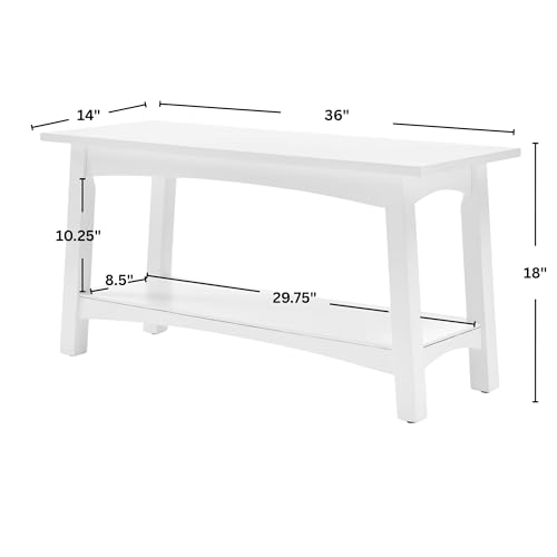 Craftsbury 36-Inch Solid Wood Entryway Bench with Storage Shelf – Easy Assembly Small Seating Bench for Hallway, Living Room, or Foyer by Alaterre Furniture (White) - color: White