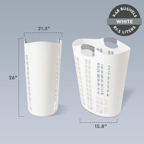 Gracious Living Easy Carry Flex Hamper, Large 87.5 Liter Lightweight Plastic Ventilated Laundry Basket Clothes Bin with Handles, White (4 Pack) - size: 4 Pack