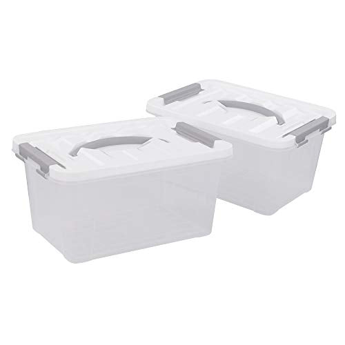 Saedy Clear Plastic Storage Bins/Containers, Multi-purpose Storage Box 6 Quart, Set of 2 - color: Grey