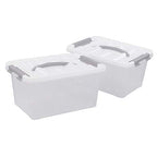 Saedy Clear Plastic Storage Bins/Containers, Multi-purpose Storage Box 6 Quart, Set of 2 - color: Grey
