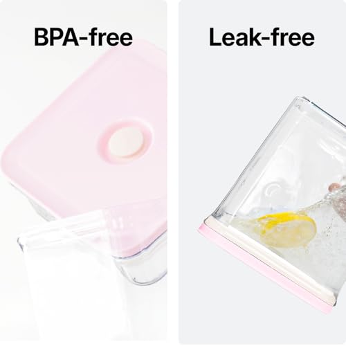 VAKUEN Premium Airtight Food Storage Containers ROSE 8P/SET, 6pcs Container, 1pcs Water Pitcher and Vacuum Sealer. Patented Double Silicone Lining, 100% Leak Proof, BPA-FREE