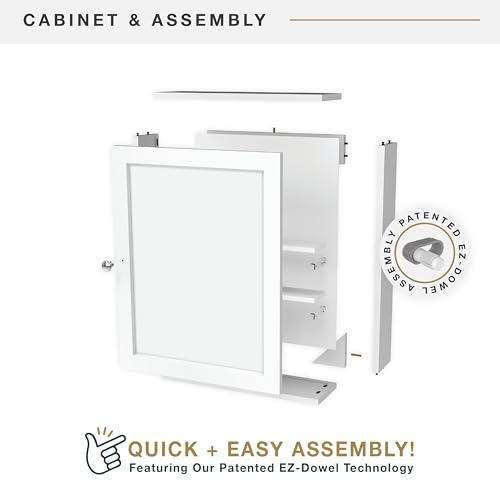MCS 23x18 White Medicine Cabinet Organizer, Wall Mounted Bathroom Cabinet for Over-The-Toilet Storage, Bathroom Furniture & Restroom Organizer - size: 23x18 1-Door