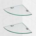 Glass Corner Shower Shelves, Tempered Floating Glass Shelves Wall Mount, Shower Caddy Organizer, Bathroom Corner Shelf with Zinc Alloy Brackets for Bathroom, Kitchen, Living Room, 9.8" x 9.8", 2 Pack - size: 2 PACK Without Rail
