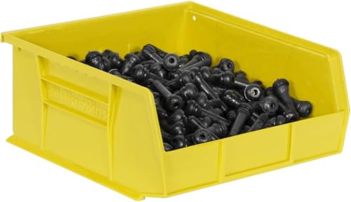 Akro-Mils 30235 AkroBins Plastic Storage Bins, Space-Saving Stackable Bins for Garage, Pantry, Craft Organization, 11" x 11" x 5", Yellow, 6-Pack - color: Yellow