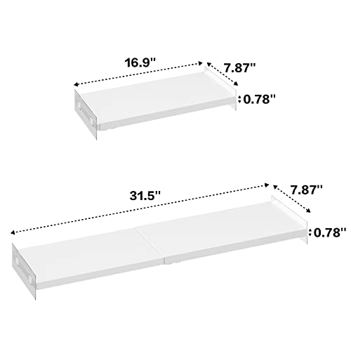 Closet Shelf Organizer Expandable Cabinet Tension Shelf Divider Heavy Duty Metal DIY Shelf Separator for Wardrobe Cupboard Cabinet Pantry Kitchen Bathroom,White,2packs - size: 7.9"D x 16.9"-31.5"W-2PCS