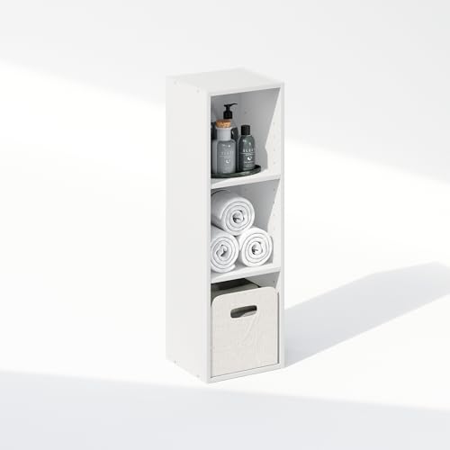 Furinno Reed 3-Tier Closet Organizers and Storage, Closet Organizer, Open Shelf Closet Storage, for Wardrobe, Bedroom, Living Room, 10-Inch Width, White - color: White, size: 3-Tier; 9.8" W