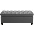 WUTUTUEE 51" Fabric Storage Ottoman Bench, Upholstered Rectangle End of Bed Storage Ottoman Tufted Living Room Bedroom Bench with Safety Hinge, Solid Wood Legs, Loads 500 lb(Dark Grey) - color: Dark Grey-fabric