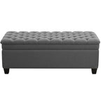 WUTUTUEE 51" Fabric Storage Ottoman Bench, Upholstered Rectangle End of Bed Storage Ottoman Tufted Living Room Bedroom Bench with Safety Hinge, Solid Wood Legs, Loads 500 lb(Dark Grey) - color: Dark Grey-fabric