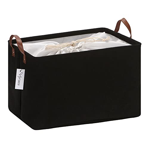 Hinwo 31L Large Storage Bins, Closet Organizers and Storage, Shelf Baskets, Foldable Clothes Storage Baskets with Handles, Containers for Clothing, Blanket, Towels, Toys, Bedding (Black) - color: Black, size: 16.5" / 31L / 1-Pack