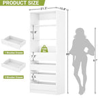 Aheaplus 21.3" Closet System with 4 Drawers, Wood Closet Organizer with Open Shelves, Modular Drawers System Tower, Walk-in Closets Small Wardrobe Rack, Tall Storage Cabinet Unit, White - color: White