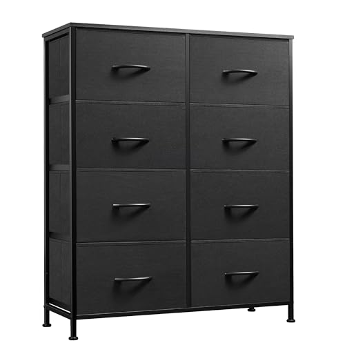 WLIVE Fabric Dresser for Bedroom, Tall Dresser with 8 Drawers, Storage Tower with Fabric Bins, Double Dressers, Chest of Drawers for Closet, Living Room, Hallway, Charcoal Black - color: Charcoal Black, style: General