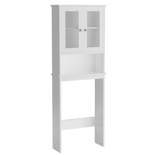 Walsunny Over Toilet Storage Cabinet, BathroomShelf Organizer Over Toilet, Washing Machine Box, Space Saver with Adjustable Decorative Racks（White） - color: White, style: 1 Open Shelf