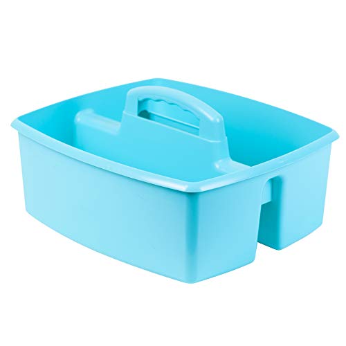 Storex 2-Compartment Large Craft Caddy – Multipurpose Classroom Organizer with Handle, Teal, 1-Pack (00959C06C) - color: Teal, size: 1-Pack, style: Large