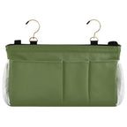 YETTASBIN Olive Green Bedside Caddy Hanging Storage Organizer Bag with 2 Straps & Hooks for Bunk Beds, College Dorm, Hospital Bed - Holder for Books, Phone, Magazine, Glasses, Keys