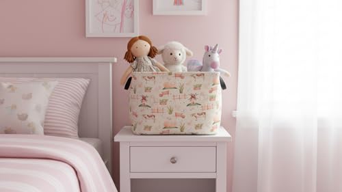 CLOCOR Rectangular Storage Basket,Collapsible Cute Pattern Storage Bin,Waterproof Books Box with Handles,Gift Basket(Farm) - color: Farm