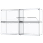Acrylic Display Cases for Collectibles - Stackable Plastic Storage Shoe Boxes - Magnetic Lid, Figure Organizer - size: Side Door-4pcs