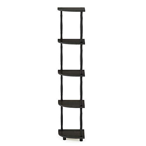 Furinno Turn-N-Tube 5 Tier Corner Display Rack Multipurpose Shelving Unit with Classic Tubes, Espresso/Black (18035EX/BK) - color: Espresso/Black, size: 5-Tier Classic Tube