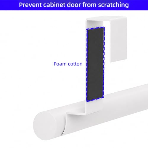 Cabinet Door Towel Holder, Over Cabinet Towel Bar, Stainless Steel Dish Towel Holder for Cabinet Door Kicthen Towel Rack, White 2 Pack - color: White