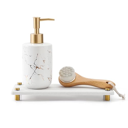 Razborci Stone Drying Tray, Gold Sink Caddy, Water Absorbing Faucet Mat Kitchen Sink Organizer, Diatomite Bathroom Counter Coaster, Soap Dish Rack Riser Dispenser Sponge Holder, Beige 10" x 4" - color: Beige - Gold, size: 10" x 4" x 1"