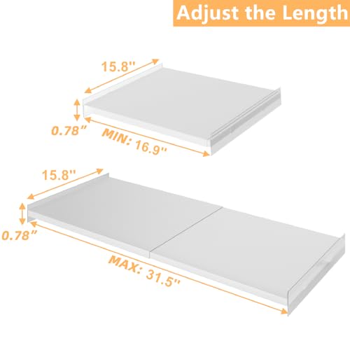 Slideep Adjustable Closet Storage Shelves, Expandable Wardrobe Shelf with Seamless Sticker Heavy Duty Clothes Hanger Rack DIY Divider RV Separator for Cabinet Pantry Cupboard Kitchen, 2Pack - size: 15.8"D x 16.9"W