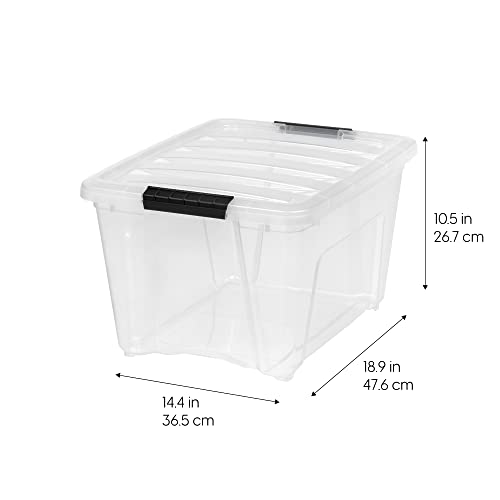 IRIS USA 32 Qt Stackable Plastic Storage Bins with Lids, 4 Pack - BPA-Free, Made in USA - See-Through Organizing Solution, Latches, Durable Nestable Containers, Secure Pull Handle - Clear - color: Clear, size: 32 Qt, style: 4 Pack