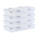 VEVOR Under Bed Storage with Wheels, 31.7 x 15.6 x 6.9 inch Underbed Containers, Underbed Shoes Organizer with Lid & Gray Latch, Rolling Under the Bed Storage Bins for Clothes Shoes Blankets, 4 Pack