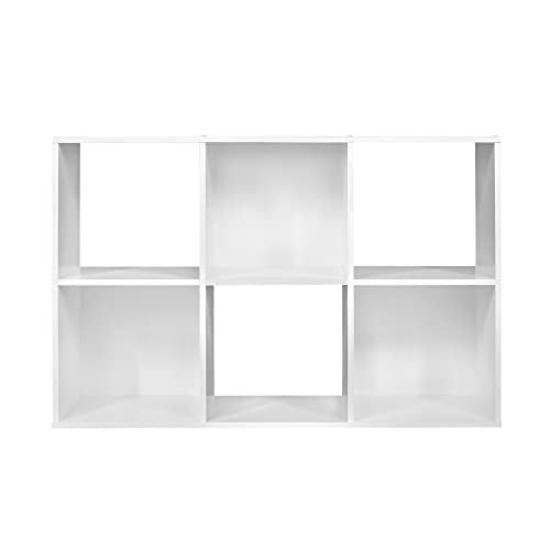 ClosetMaid Cubeicals 6 Cube Storage Shelf Organizer Bookshelf, Stackable, Vertical or Horizontal, Easy Assembly, Wood, White Finish - color: White, size: 6-Cube