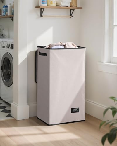 SOLEDI Laundry Hamper with Lid 100L Large & Tall Collapsible Laundry Basket, Clothes Hamper with Bag Removable Easy to Carry, Dirty Hampers for Bedroom, Bathroom, Dorm, College,Light taupe - color: Light taupe, size: 100L
