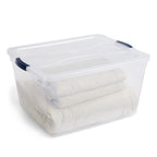 Rubbermaid Cleverstore 71 Qt Clear Storage Bins with Lids, 4-Pack, Stackable, BPA-Free, Made in USA - size: 71 Qt - 4 Pack