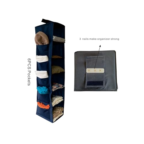 2pcs Home Storage Hanging Closet Organizer,Sweater Organizer with 6 Shelves (Dark Blue) - color: Dark Blue