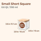ComSaf 0.6 Qt Glass Food Storage Jars Set of 6, Clear Storage Containers with Airtight Lids, Pantry Organization Jar, Spice Jar, Blooming Tea, Coffee and Sugar Container, Canister Set for Kitchen - size: 0.6Qt*6