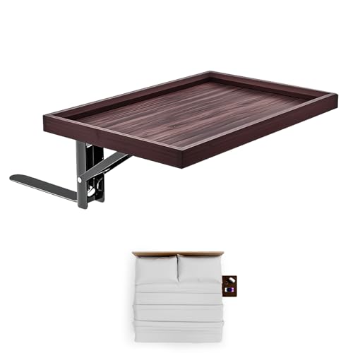 Bedside Shelf,Bed Shelf,Simple Noght Stand,Side Bed Organizer for Water Cup, Phone, Tablet Books,Foldable,no-Hole Bedside Caddy (Wooden)