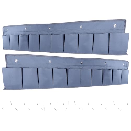 Oxford Fabric Bedside Hanging Storage Organizer, RV Shoe Storages Pockets for Bedside, Heavy Hanging Bedsides Storage Organizer with Sturdy Hooks Storages Pockets Hangs on Bed for Shoes, Tool (2)