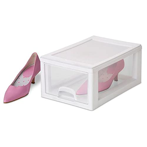 Sterilite 12-Pack 6 Quart Stacking Drawer, Clear Storage Closet Organizer, White Frame - Stackable Modular Plastic Drawers for Clothes, Accessories, Craft Supplies, Shoes or Linens - size: 6 Quart, style: 12 Pack