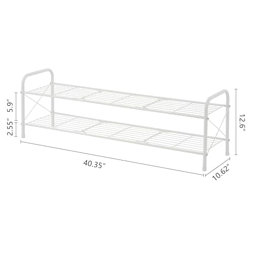 Hoctieon 2 Tier Shoe Rack for Closet, Durable Mesh Style Shoe Rack, Entryway Shoe Shelf, Shoe Storage Organizer for Hallway, Bedroom, Living Room, Wardrobe, White - color: White, size: 2 Tier