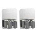 uxcell 2pcs Mop Broom Holder Wall Mount, 304 Stainless Steel Mop Holder Self Adhesive Broom Hanger with Screws, Suitable for Bathroom, Laundry Room, Grey - color: Grey