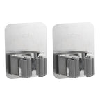 uxcell 2pcs Mop Broom Holder Wall Mount, 304 Stainless Steel Mop Holder Self Adhesive Broom Hanger with Screws, Suitable for Bathroom, Laundry Room, Grey - color: Grey