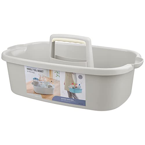 Large Cleaning Supplies Caddy Portable Shower Basket Supply Organizer with Handle Plastic Bucket Tool Storage for Bathroom, Bedroom, Kitchen, College Dorm, Garden, Light Grey - color: Light Grey, size: Large, 1pc