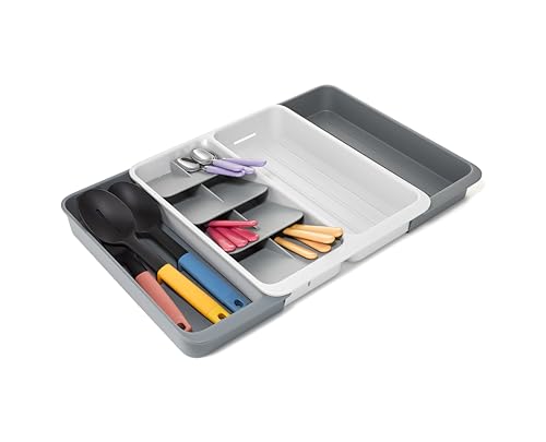Joseph Joseph DrawerStore Expanding Tiered Flatware Cutlery, Utensil, and Gadget Tray, Expandable In-Drawer Kitchen Space-Saving Organizer, Recycled Plastic - size: Expandable, style: Flatware & Utensils Organizer