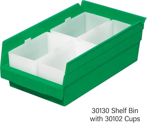Akro-Mils 30130 Plastic Shelf Bins, Heavy Duty Storage Bins for Garage, Closet, and Drawer Organization, 12" x 6-1/2" x 4", Green, 12-Pack - color: Green