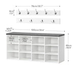 HOOBRO Shoe Storage Bench with Cushion, 39.4" L Entryway Bench with 12 Cubbies, Entryway Hall Tree with Storage, Cubby Shoe Rack Bench with Coat Rack for Hallway, Holds up to 330 lb, White WT112HX01 - color: White + Gray