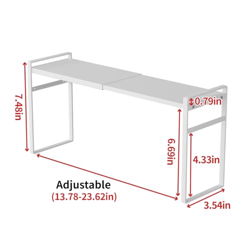 1pcs Medicine Cabinet Organizer Stretchable Storage Box for Bathroom Stackable Mirror Cabinets Vanity Small Narrow Shelf Slim Trays Holder (White, Normal)