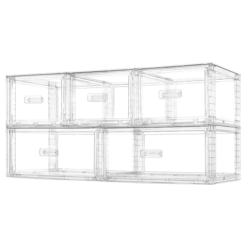 Vtopmart 5 Pack Large & Medium Stackable Drawer Organizer Set, 108QT Easy Assembly Clear Plastic Storage Cabinet, Durable Dresser for Closet, Bedroom, Entryway, Playroom & Apartment Organization - style: 2pk L & 3pk M
