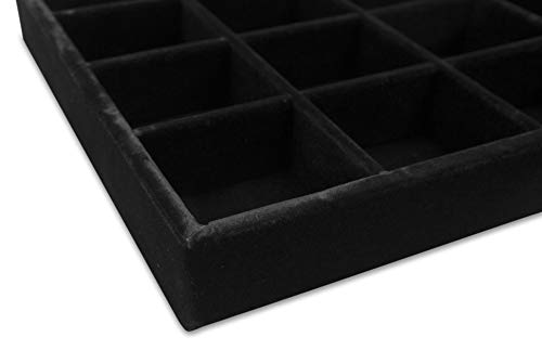 The Display Guys - Stackable Jewelry Tray and Organizer - for Drawers, Dressers, Store Display (12 Compartments, Black Velvet) - color: Velvet Black, size: 12 Compartments