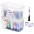 Bostitch Konnect Storage Containers with Lids, Office Organizer, Clear Plastic Box, Desk and Home Organizer, Labels, 4 Qt, 2 Pack