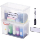 Bostitch Konnect Storage Containers with Lids, Office Organizer, Clear Plastic Box, Desk and Home Organizer, Labels, 4 Qt, 2 Pack